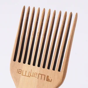 Pettine a Denti Larghi in Bambù Naturale Pettine a Forchetta per Acconciature retrò Strumento per Districare i Capelli