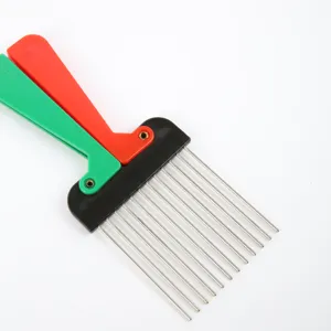 Men hair styling metal pick comb afro comb oil head styling tool with plastic handle
