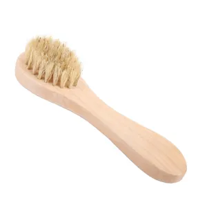 Manche en bois brosse de nettoyage visage poils naturels, outil de massage corporel vue