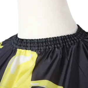 Professional salon haircut cape, black and yellow hairdressing apron with elastic neck.