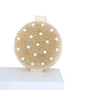 Natural wooden bristle body bath brush for skin exfoliation and daily deep cleaning.