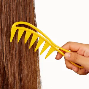 Peine para Cabello Retro de Dientes Anchos Colorido de Plástico Peine de Peinado de Pomada Hombres Peine para Cabello Hacia Atrás