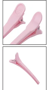 Pink plastic sectioning hair clips for salon styling, durable salon duckbill hair clips.