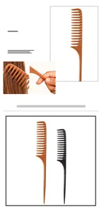 Professional hair styling comb set with wide teeth and tail design for salon teasing and parting.