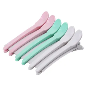 Candy color hair sectioning duckbill clips set, pastel hair styling clips for women.