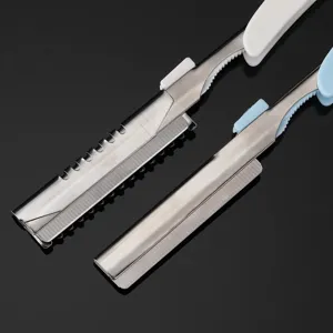 Rasoir à Sourcils en Acier Inoxydable Avec Manche Pliable en Plastique Filet de Sécurité Modeleur de Sourcils Manuel Femme Homme