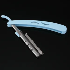 Rasoir à sourcils pliable professionnel avec protège-lame de sécurité et acier inoxydable précis.