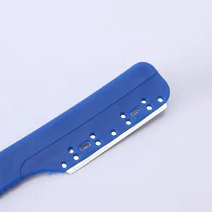 Rasoir manuel pliant bleu pour salon de coiffure et usage domestique, outil de coiffage.