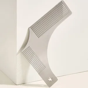 Stainless steel beard comb and mustache shaping tool for men, professional styling comb.