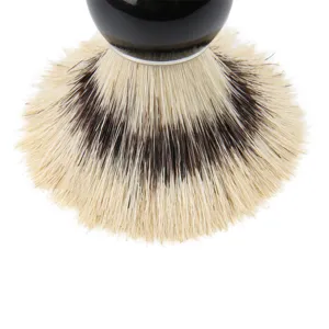 Brocha de Afeitar Manual Vintage para Hombre Mango de Madera Negro Brillante Cerdas Suaves Cepillo de Limpieza Facial