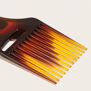 Wide tooth amber hair styling comb for men oil head styling, vintage resin hairdressing tool.