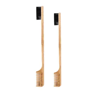 Natural wooden bamboo edge hair brush double sided styling comb for hair dyeing and eyebrows