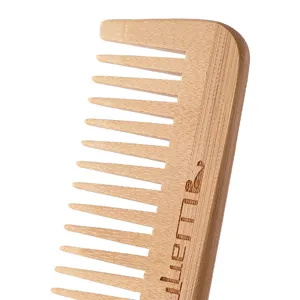 Peigne à Dents Larges en Bois de Nanmu Naturel Sans Manche Pour Massage du Cuir Chevelu Coiffure Peigne en Bois Portable