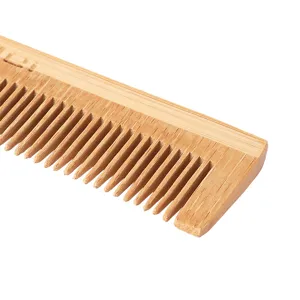 Natural wooden hair comb handleless fine tooth comb for scalp massage and daily hair care tool.