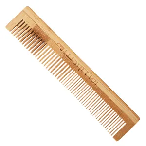 Natural bamboo double-sided pocket comb for smooth hair styling and daily scalp care.