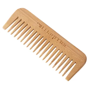 Peigne à dents larges en bois naturel pour coiffure, massage du cuir chevelu et soin.