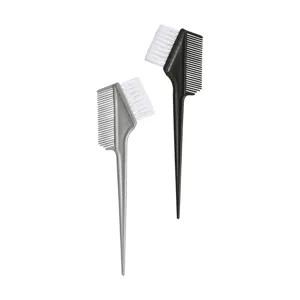 Ensemble brosse et peigne de coloration capillaire professionnel double face noir argenté