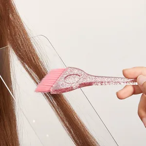 Pinceau de Coloration Cheveux Professionnel avec Manche Pailleté Transparent Applicateur de Couleur Poils Souples Peigne de Salon Outil Coiffure