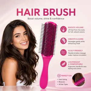 Spazzola Per Capelli a 9 File Staccabile Per Uomo Pettine Professionale Per Lo Styling Della Testa a Olio Massaggio Del Cuoio Capelluto Per Capelli Lisci e Ricci