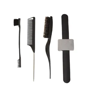 Professional hair styling tools set including edge brush pintail comb and magnetic wristband for salon use