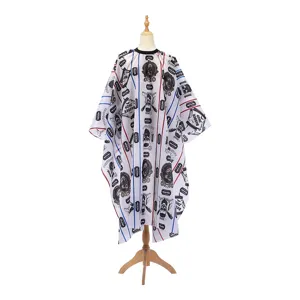 Professional salon barber cape with vintage hair cutting printed design for men and women.