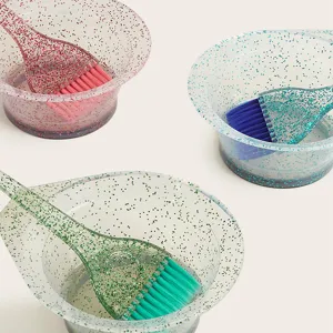 Glitter Crystal Hair Dyeing Tools PS PP Plastic Nylon Brush Coloring Bowl Highlighting Board For Salon Home DIY Styling