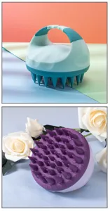 Cepillo de silicona para masaje del cuero cabelludo champu cepillo para lavado de cabello diario