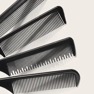 Professional black hair styling comb set, durable salon cutting tools for daily hair care.