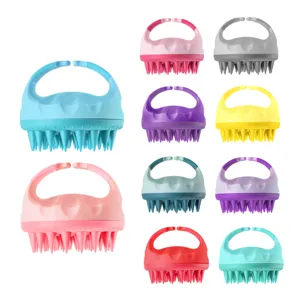 Cepillo de silicona para masaje del cuero cabelludo, mango ergonómico, lote de colores.