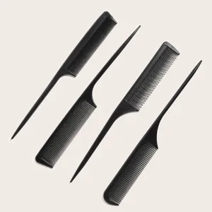 Professional black tail combs set for hair styling, sectioning and parting. Durable design.