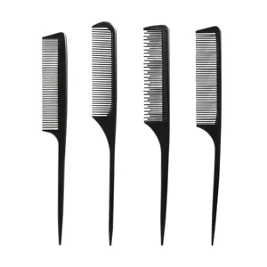 Professional black tail combs set for hair styling, sectioning and parting. Durable salon tools.