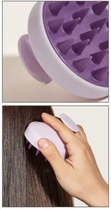 Silicone scalp massage shampoo brush with soft bristles for deep cleaning and relaxing head spa.