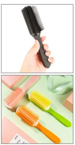 Detail view of the 9-row hair styling comb showing its bristle structure and comfortable grip.