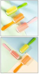 Multi-color nine-row hair styling brush detangling massage comb for daily salon use.