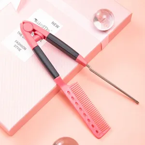 Professional V-shaped hair straightening comb with tail pin for sleek styling and salon blowouts.
