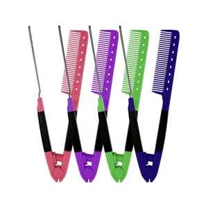 V-shaped hair straightening comb folding styling brush salon hair tool for women styling