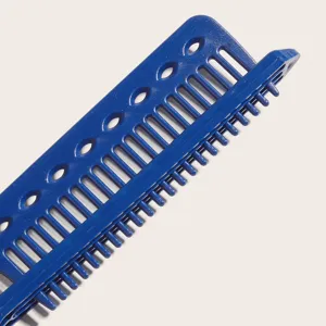 Blue plastic hair styling comb tool main product closeup view for professional needs.