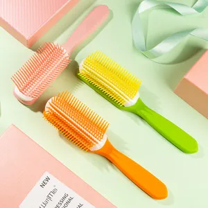 Multicolor 9-row hair styling brush set for smooth detangling and professional salon daily use.