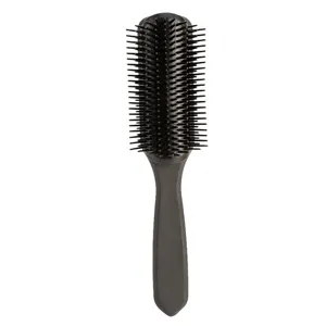 Black nine row styling hair brush for smooth straight hair massage and pompadour styling