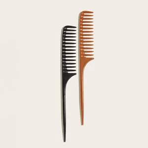 Professional wide tooth tail comb set for hair styling, salon teasing and detangling.