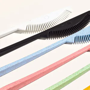 Cepillo doble para bordes de cabello y cejas con mango largo para el peinado diario.