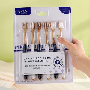 Lot de 6 brosses à dents à tête large pour adultes à poils souples en blister quotidien