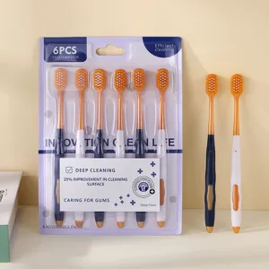 Brosse à dents adulte à tête large 6 pièces souples pour un nettoyage buccal quotidien.