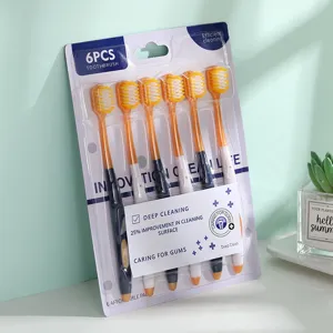 Lot de 6 brosses à dents à tête large pour adultes avec des poils souples pour un nettoyage quotidien.