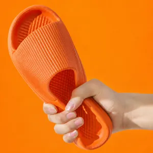 Orange dicke Sohle Hausschuhe, ultra weiche rutschfeste Badeschuhe für Paare und Damen.
