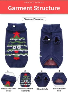 Pull tricoté de Noël pour chien avec motif de sapin, vêtement d'hiver chaud pour animaux de compagnie.