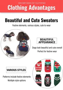 Vue détaillée du pull de Noël pour animaux avec de jolies motifs et un tissu chaud et doux.