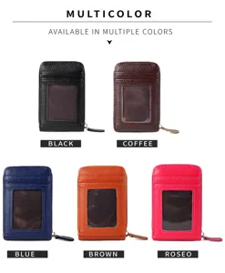 Vertical women lychee pattern mini RFID blocking accordion card holder wallet with multiple slots.
