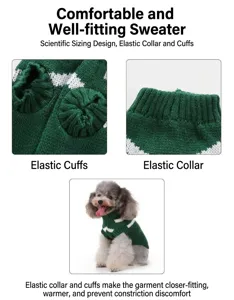 Pull de Noël confortable pour chien, vêtement tricoté chaud pour petit animal de compagnie.