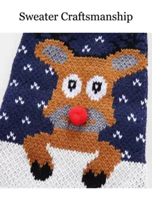 Pull de noel pour animal avec motif renne mignon et tissu en tricot doux pour chien.